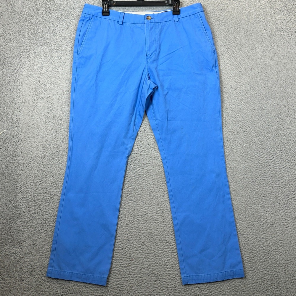 Vineyard Vines Breaker Pants Men 36X32 Chino Blue Straight Leg Casual Flat Front